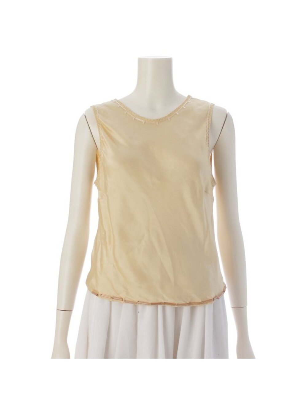 Prada 1998 S/S Vintage Archive Silk Beads Design Sleeveless Top Yellow 40